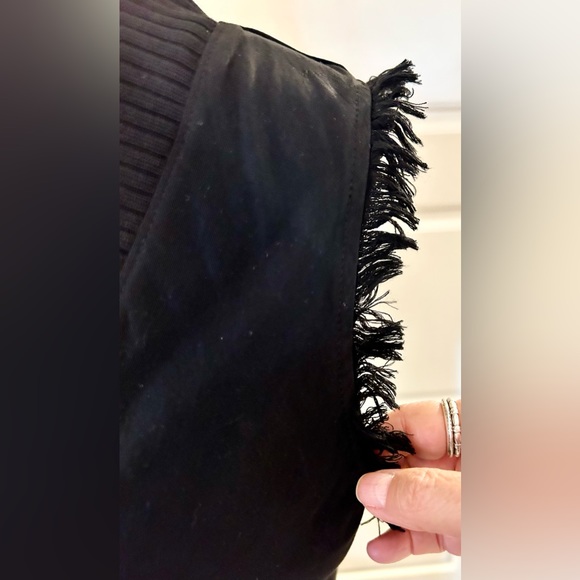 Maven West Black Raw Edge V-Neck Cable Trim Shift Dress – Size Small - Picture 4 of 10